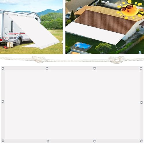 Sonnensegel Sonnenschutz Garten 8.6 x 11.9 m Wasserdicht Sun Segel 98% UV Schutz Alle 50cm Eine Edelstahlöse Geeignet für Balkone zur Beschattung, Weiß