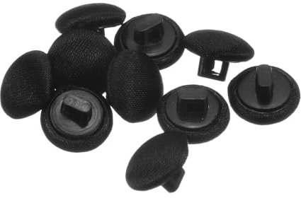 QUARKZMAN 10 Stück Knöpfe 10mm Stoffbezogene Knöpfe Schwarz Nähknöpfe mit Stoff bezogen Runder Kunststoffschaft Ösen Vintage für Anzüge Kleider Blusen Mantel Jacke Blazer Basteln