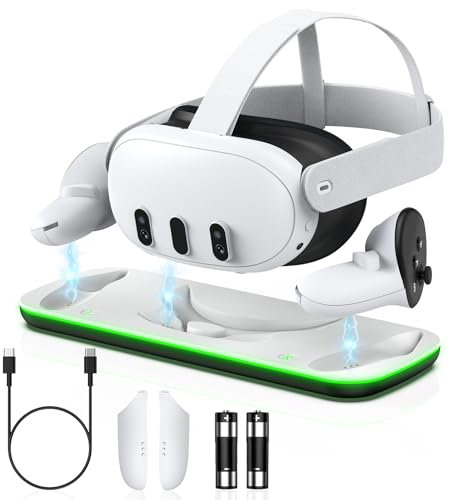 LYtech VR Charging Dock for Quest 3 Charging Stand for Oculus/Meta Quest 3 Magnetic Charging Station for VR Headset & Controllers, Quest 3 Accessories, High Speed Charging Stand, LED Indicators