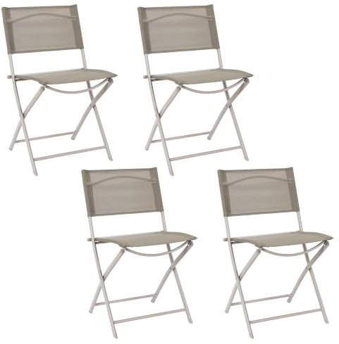 HOME DECO FACTORY Standspiegel Ganzkörperspiegel Vintage Holz Braun | Stahl und Polyester, 4er-Set Elba-Stühle, Gartenmöbel, Sitzgelegenheiten für Garten oder Terrasse, beige