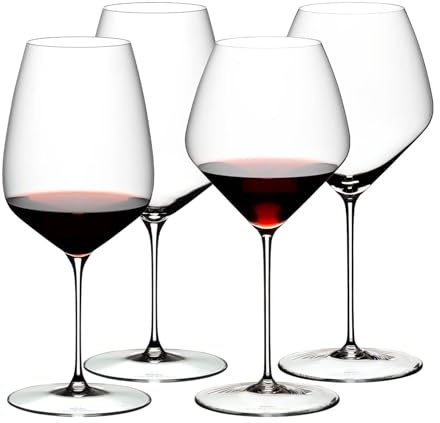 RIEDEL Veloce Rotweingläser-Set 4-teilig | Cabernet/Merlot (829 ml) und Pinot Noir/Nebbiolo (763 ml) | Kristallglas