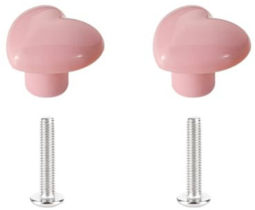 FSSTUD 2 Pcs Heart Shaped Cabinet Knobs Ceramic Dresser Knobs Drawer Pull Knobs Small Vanity Knobs Kids Closet Door Knobs Cute Cabinet Pull Handles with 2 Pcs Screws