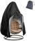 Hängesessel Abdeckung Outdoor Wasserdicht Hängestuhl Schutzhülle, 210D Oxford Staubdichte Abdeckung für Schwingsessel, Winddicht Hängestuhl Abdeckung mit Reißverschluss & Kordelzug, Schwarz 190x115cm