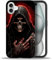 yicomon Kompatibel mit iPhone 16 Hülle, cooles rotes Totenkopf-Muster, matt, langlebig, modisch, lustig, Flüssigsilikon, weich, kratzfest, stoßfest, Schutzhülle