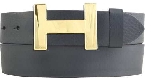 BELTINGER Designer Gürtel HENRY aus Vollrindleder 4 cm | Eleganter Ledergürtel für Damen und Herren 40mm | Gold glänzend | Dunkelgrau 115cm