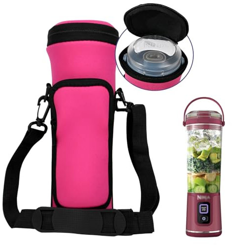 Nueness-Ror Portable Blender Carrying Case with Lid for Ninja BC151 Blast Portable Blender, Flip Travel Insulated Sleeve with Adjustable Crossbody Strap and Accessory Pocket (Red)