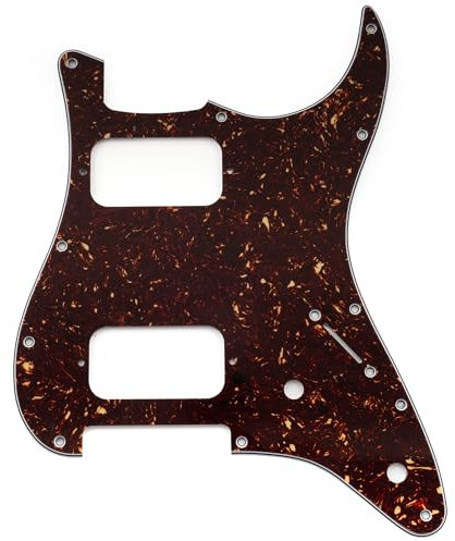 Musiclily Pro 11 Löcher ST Schlagbrett HH Gitarren Pickguard mit Runde Ecke 2 Unbedeckter Humbucker 2 Potis Aussparungen für Fender Squier Strat Style E-Gitarre, 4-lagig Tortoise Shell