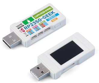 RP2350 Geeks Entwicklungsboard Basierend auf Raspberry Pi RP2350 Mikrocontroller, USB Debugging Downloader mit 1.14 Zoll 65K Farb LCD Display, USB-A Port, SWD/UART / I2C Anschluss etc.
