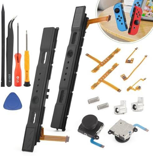para Joy-Con Riel para Nintendo Switch/Switch OLED Joy Con Riel Deslizante Reemplazo con Hebilla de Bloqueo de Joystick SL SR ZR ZL L Botón Flexible Accesorios Piezas de Reparación con Herramientas