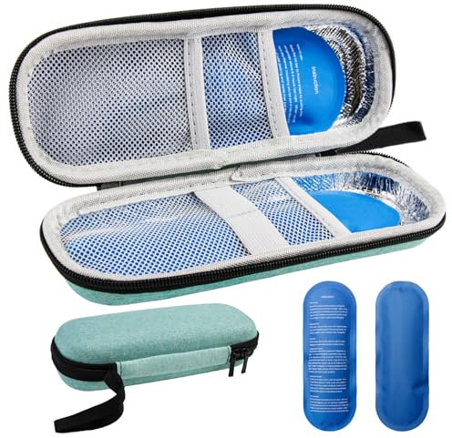 KeyQueen Borsa Termica per Insulina, Porta Insulina Termico da Viaggio con 2 Impacchi di Ghiaccio Custodia per Insulina Diabete Medicinali Farmaci per Diabetici (Verde)