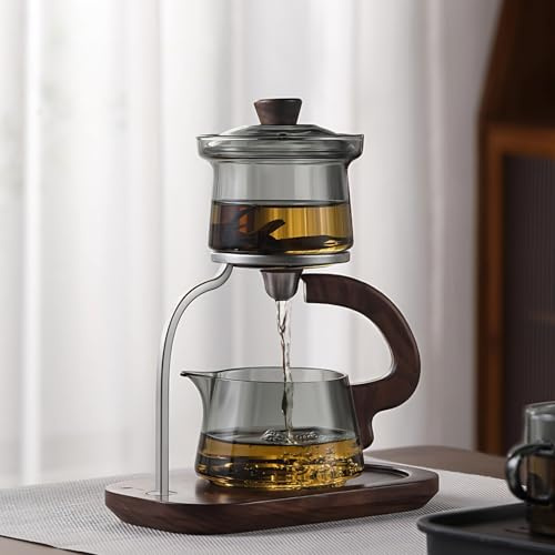 Glas-Teekannen-Set, magnetischer Wassertrennfilter, halbautomatisches Tee-Set, Kungfu-Teebereiter mit Deckel und Ständer für die Heimküchendekoration