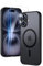 Yohii Cover Magnetica per iPhone 16 con 2 Vetro Temperato e 1 Pellicola Protezione Fotocamera, Compatibile con Mag-Safe, Traslucido Opaco Retro Antiurto Custodia, Nero