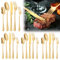 Besteck Set 4 Personen Wunderschönes Geschnitztes Retro-Design Ultra Poliert 20 Pcs Edelstahl Besteck Set Spülmaschinenfest Ergonomisch Messer Gabel Löffel Set Silberenes/Goldenes Besteck (Gold)