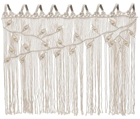 Kazafa böhmischer handgewebter Spitzen-Türvorhang für Raumteiler, Vorhänge, Türvorhänge, Hochzeitskulissen, Innendekoration, Deko Wohnzimmer Kinderzimmer Beige 110 x 80cm