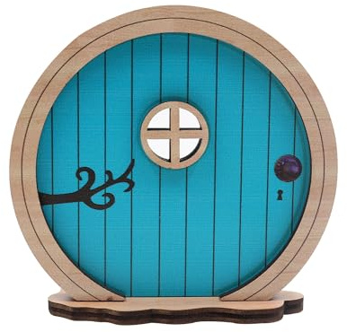 Simaixing Feentür für Garten, Miniatur-Elfentür für Wand, Feengarten Zubehör im Freien für Bäume und Baumstamm, Mini-Bogen Märchentür Innenhöfe Dekoration (Blau)