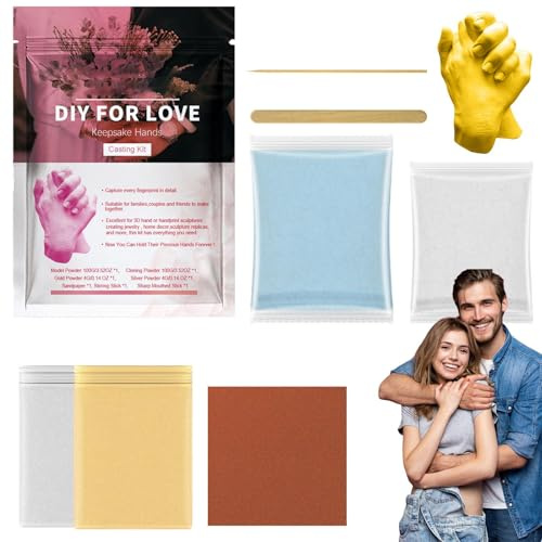 Juego de escayola – Kit de fundición a mano para parejas | Kit de moldeo de estatua de yeso hecho a mano, escultura de recuerdo, actividades de pareja, portátil multiusos para boda, compromiso, día de