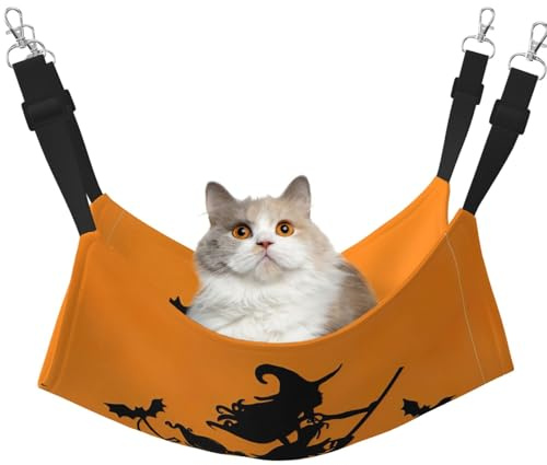 Zcmkjlg Halloween-Hexen-Hängematte für Haustiere, Katzen, Frettchen, weiches Bett, geeignet für Haustiere, Meerschweinchen, Hamster, Kätzchen