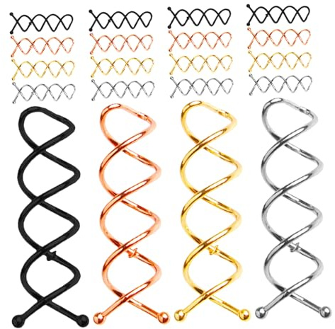 Healifty 40pcs Rounded Tip Bobby Pins Hair Bun Screws Twist Bun Maker Spiral Pin Spiral