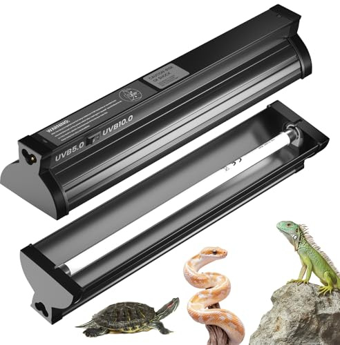 BrightWish Dual-Mode 8W T5 UVB Light for Reptiles, Switchable 5% and 10% UVB for Tropical Rainforest & Desert Reptiles, 31.5cm Terrarium Hood Lamp Fixture for Bearded Dragon, Snake, Turtle, Gecko