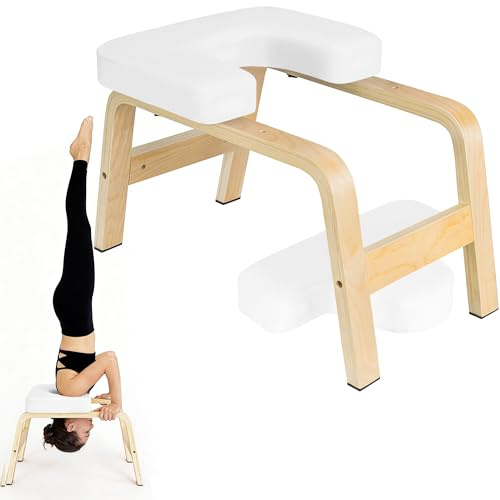 AKOZLIN Yoga Kopfstandhocker, Weiß,rutschfeste Füße,Inkl,Yogagurt