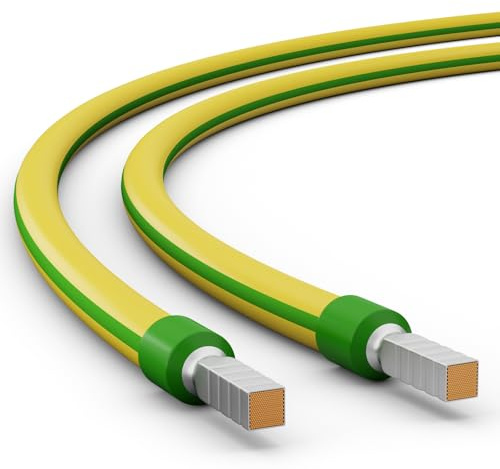 hb-digital Verdrahtungsbrücke H07V-K 6mm² Grün-Gelb mit Aderendhülsen – 580mm Kabelbrücke für Schaltschrank/Verteiler – Schutzleiter für Potentialausgleich