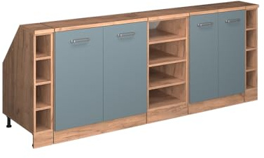 Vicco Küchenschrank für Dachschrägen R-Line, Blau-Grau, 210 cm 5er Set Schrankkorpuss 60 cm Tiefe, geeignet für schräge Wände und Variable Küchenmontage
