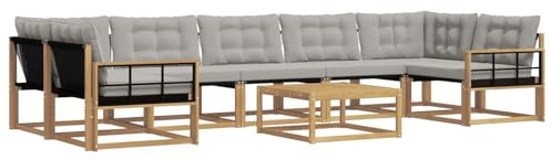 vidaXL Outdoor-Sofagarnitur 8 pcs Weiß und Hellgrau, Moderne Garten-Sofaset, wetterfeste Möbel, schicke Kollektion, bequemes Loungesofa für die Terrasse