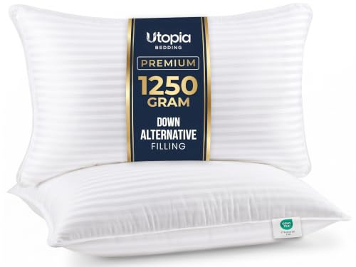 Utopia Bedding Pillows 2 Pack, King Size, Hotel Quality Pillows | Hotel Quality Pillows Soft Fiber Filling Breathable Fabric Cover Comfortable Sleeping Support Suitable for Everyday Use