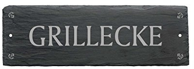 GRILLECKE Schild aus Schiefer graviert 22 x 8 cm Schiefertafel | Dekolando