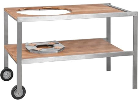 Monolith LeChef - Tisch aus Edelstahl mit Teakholz