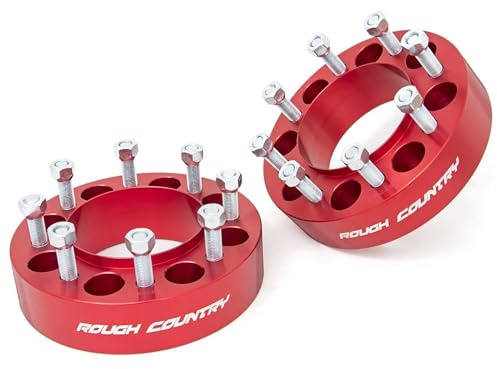 Rough Country 2 Wheel Spacers for Ford F-250/F-350 SuperDuty 4WD (2003-2026) - Fits 8x170mm Bolt Pattern, Anodized Red, 2 PCS