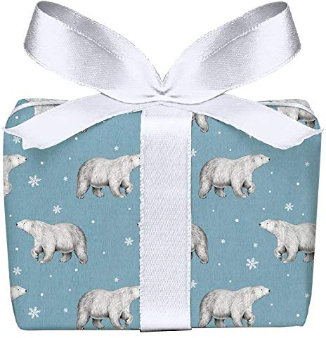 5er Set Geschenkpapier zu Weihnachten Bögen EISBÄR BLAU Kraftpapier Look, Weihnachtsgeschenkpapier, Weihnachtspapier, Adventskalender, PEFC zertifiziertes Papier, 50 x 70 cm