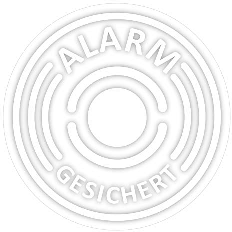 6er Aufkleber-Set Alarm-gesichert, transparent I Ø 4 cm I Achtung Objekt besitzt Alarmanlage I für Fenster-Scheibe, Tür I außen-klebend I hin366