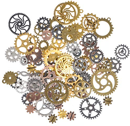 FOCCTS 100g Steampunk Zahnräder Metall Anhänger Zahnraeder Steampunk für Schmuck Basteln 7-30mm