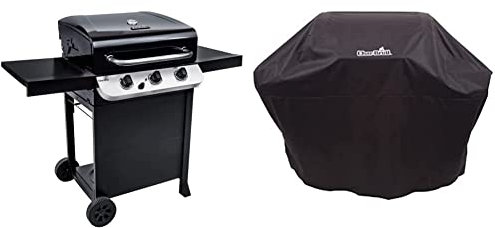 Char-Broil Convective Series 310B - 3 Burner Gas Barbecue Grill, Black Finish with Barbecue Grill Cover, Black