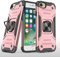 UEEBAI Case for iPhone SE 2022 5G/iPhone 7/iPhone 8/iPhone SE 2020/iPhone 6/iPhone 6S, Military Armor Ring Holder Case Ultra Slim Shockproof TPU Bumper Hard PC Case Ring Kickstand Cover - Rose Gold