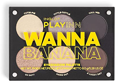 INGLOT PLAYINN Wanna Banana, Lidschattenpalette, Eine Kollektion von Sechs Einzigartigen Lidschatten, Drei Matte und Drei Glänzende Lidschatten, Volles Augen-Make-up, 8 g