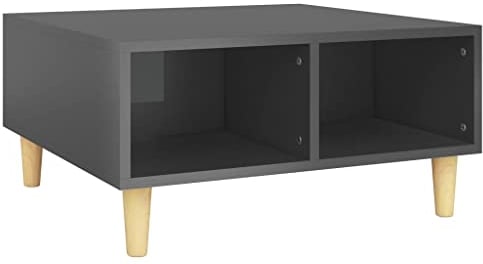 vidaXL Couchtisch Skandinavisch Beistelltisch Wohnzimmertisch Kaffeetisch Sofatisch Teetisch Tisch Wohnzimmer Hochglanz-Grau 60x60x30cm Holzwerkstoff