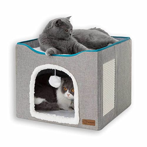 Monkimau Katzenhöhle für 2 große Katzen flauschig warm Katzenbett