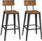 VASAGLE Barhocker, 2er Set, Barstühle, Küchenstühle, mit Rückenlehne, Stahlgestell, einfache Montage, Industrie-Design, vintagebraun-tintenschwarz LBC078B01