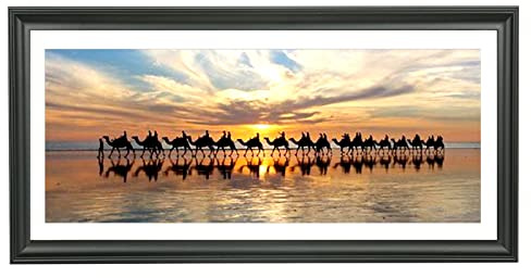 LTYHHK 10x22 Panoramic Picture Frames Solid Wood, Displays 8x20 with Mat or 10x22 Inch without Mat, Poster Frame 10x22 Photo Frames Family Wall 8x20 Picture Frame Black(LMKB1022)