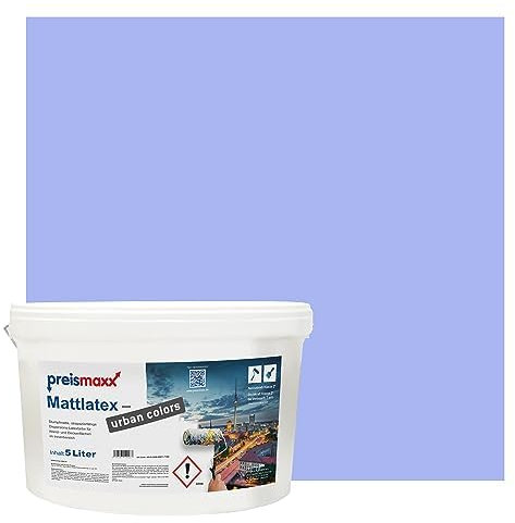 Preismaxx Mattlatex Farbe für Innen urban colors, bunte Wandfarbe Latexfarbe matt, lila, blaulila, blue-purple 5L