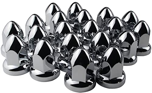 iBroPrat Lot de 40 cache-écrous de roue chromés, 33 mm, en plastique ABS chromé, pour semi-camions