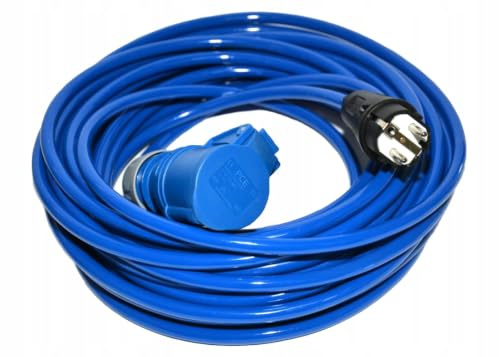 Hilark - Prolunga elettrica H07BQ-F 3g2,5 mm (3 x 2,5 mm), spina industriale CEE a 3 pin, adattatore per campeggio, auto, barche, cantieri (30 metri, blu)
