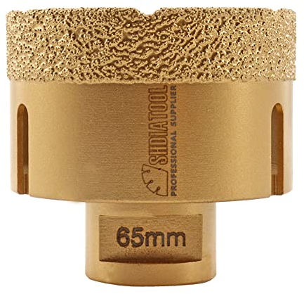 SHDIATOOL Punta diamantata per carotaggio sega a tazza diametro 65 mm M14 filo brasato sottovuoto per piastrelle in ceramica gres granito marmo muratura mattoni