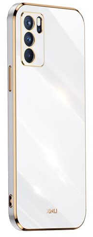 EASSGU Galvanisierter Rahmen Handyhülle für Oppo A16 / Oppo A16s / Oppo A54s (6.52 Inches), Weiche TPU Silikon Schutzhülle - Weiß
