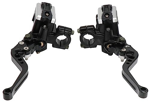 ZSDTRP Universal Motorrad 7/8 Zoll 22 mm CNC Hydraulische Brems- und Kupplungshebel Master Doppelpumpe mit Warnschalter Spiegelhalter für Roller Motorrad Moped ATV UTV Go Kart (Schwarz)