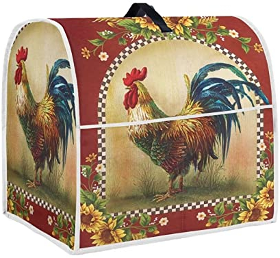 Annejudy Kitchen Aid Mixer Cover, Sunflower Rooster Print Kitchen Stand Mixer Dust Cover with Handle, Kitchen Aid Covers for Stand Mixer or Coffee Maker With Pocket, Kitchen Aid Mixer Assecories