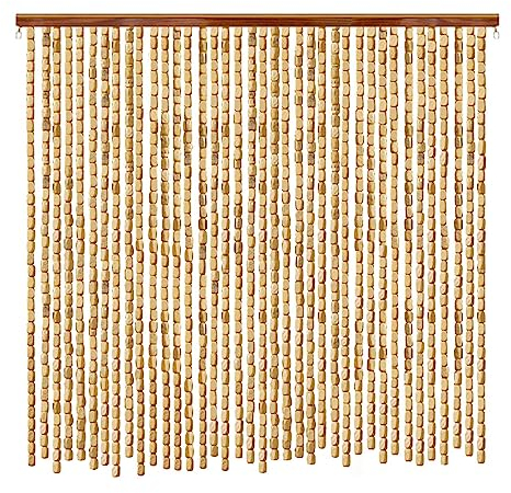 KGUDYS Bambus-Perlenvorhang Fliegenvorhang,Türweg Raumteiler Türvorhang,Natürliche Hängende Handgemachte Holzperlenvorhang,Holz Partition Perlenvorhänge Für Türweg/Dekoration,90strands(90x200cm)