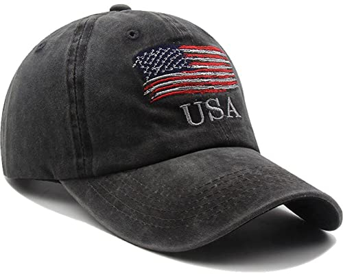 Vepoty Patriotische Baseballkappe, bestickte amerikanische Flagge, Vintage-Trucker-Mütze aus gewaschener Baumwolle, Outdoor-Sportkappe